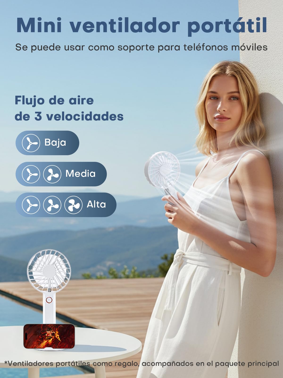 NOMEY Enfriador de Aire, 107CM Oscilación de 90°, 4L Tanque Aire Acondicionado, Viene con un Ventilador de Mano Portátil, Control Remoto, Pantalla LED Táctil, 4 Modos 3 Velocidades, 12H Temporizador