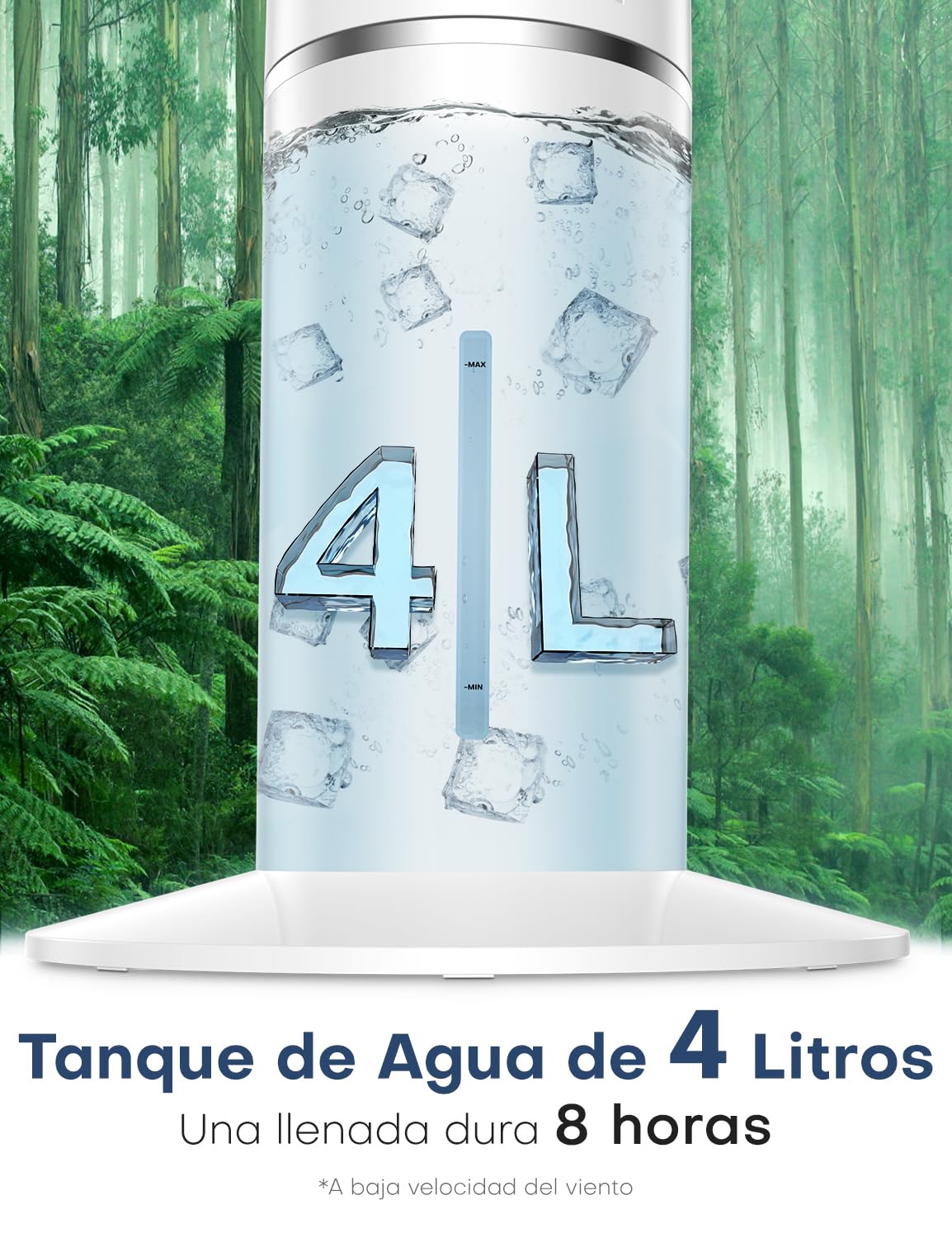 NOMEY 107CM Enfriador de Aire, 4L Tanque Aire Acondicionado,Viene con un Ventilador de Mano Portátil, Control Remoto,Pantalla LED Táctil, 4 Modos 3 Velocidades, Temporizador de 12H, Oscilación de 90°